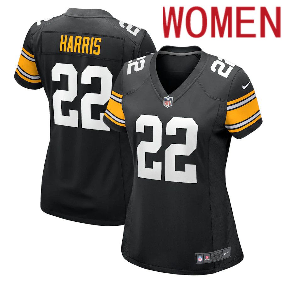 Women Pittsburgh Steelers #22 Najee Harris Nike Black Alternate Game NFL Jersey->women nfl jersey->Women Jersey